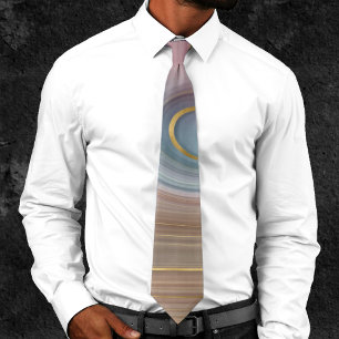 Luxe Strata Dusty Slate Blue Taupe Pink Agate Tie