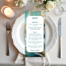 Luxe Turquoise and Gold Brushstrokes Menu