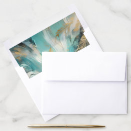 Luxe Turquoise Gold Brushstrokes