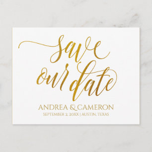 Luxe Typography Save-the-Date Postcard   Faux Foil