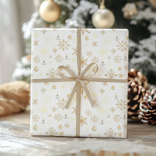 Luxe White & Gold Snowflake Christmas Wrapping Paper