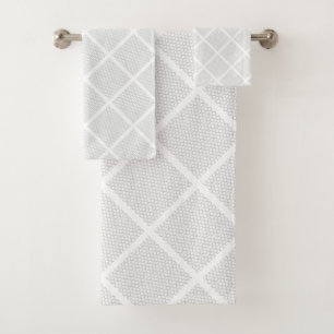 LUXE WHITE GREY FLORAL ABSTRACT BATH TOWEL SET