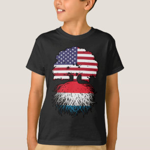 Luxembourg American USA United States Flag Roots T-Shirt