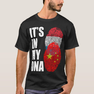Luxembourg And Chinese Mix DNA Heritage Flag T-Shirt