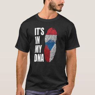 Luxembourg And Czech Mix DNA Heritage Flag T-Shirt