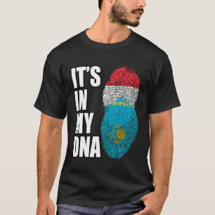Luxembourg And Kazakhstani Mix DNA Heritage Flag T-Shirt