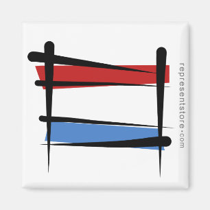 Luxembourg Brush Flag Magnet