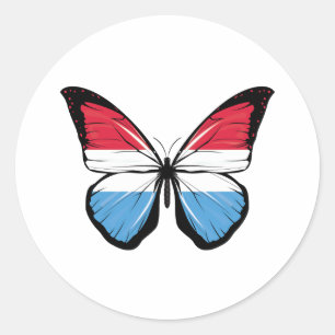 Luxembourg Butterfly Flag Classic Round Sticker
