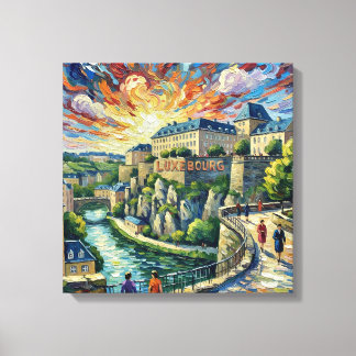 Luxembourg City Fortress Panoramic Stretched Canva Canvas Print