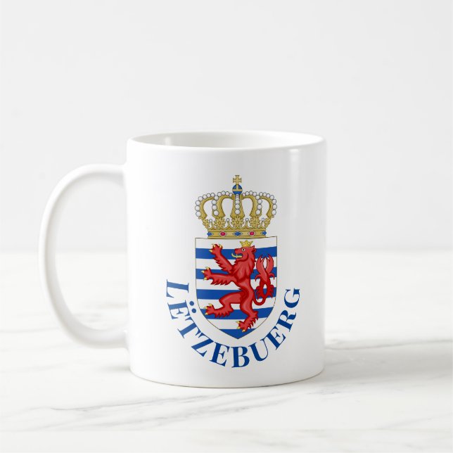 Luxembourg coat of arms (with name underneath) coffee mug (Left)
