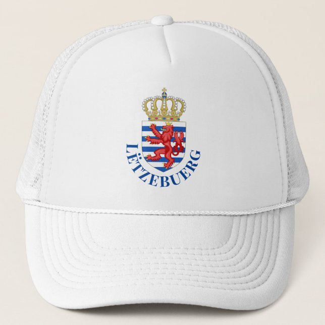 Luxembourg coat of arms (with name underneath) trucker hat (Front)