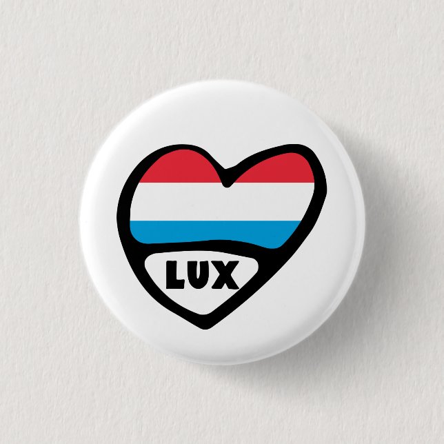 Luxembourg Country Code Flag Heart LUX 3 Cm Round Badge (Front)