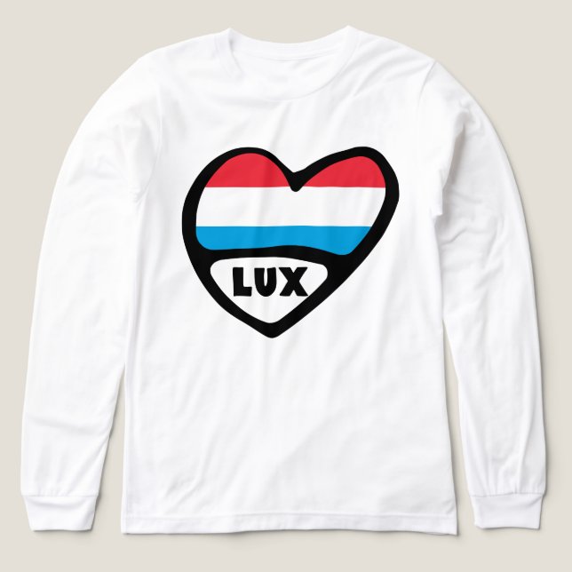 Luxembourg Country Code Flag Heart LUX Tri-Blend Shirt (Design Front)
