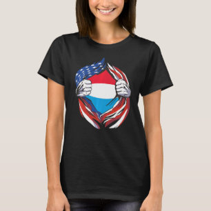 Luxembourg Flag American Proud of My Luxembourg He T-Shirt