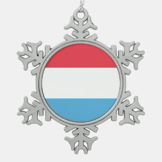 Luxembourg Flag Emblem Snowflake Pewter Christmas Ornament