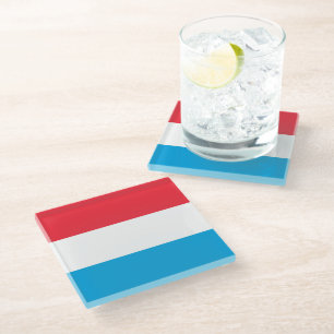 Luxembourg flag glass coaster