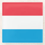 Luxembourg Flag Glass Coaster<br><div class="desc">Patriotic flag of Luxembourg.</div>