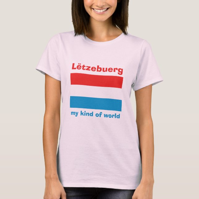 Luxembourg Flag + Map + Text T-Shirt (Front)