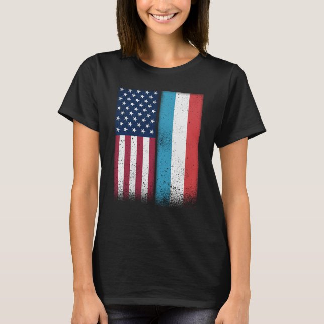 Luxembourg Flag Shirt USA And Luxembourg Flags Pro (Front)