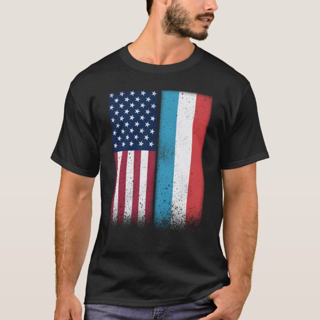 Luxembourg Flag Shirt USA And Luxembourg Flags Pro (Front)
