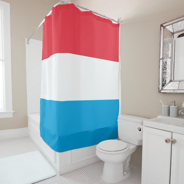 Luxembourg flag shower curtain (In Situ)