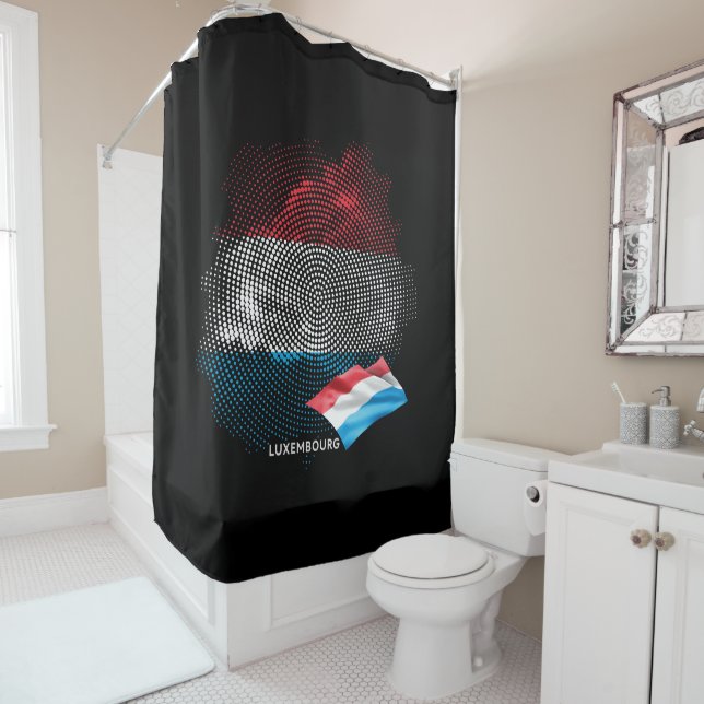 Luxembourg flag shower curtain (In Situ)