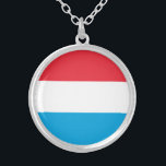 Luxembourg Flag Silver Plated Necklace<br><div class="desc">Patriotic flag of Luxembourg.</div>