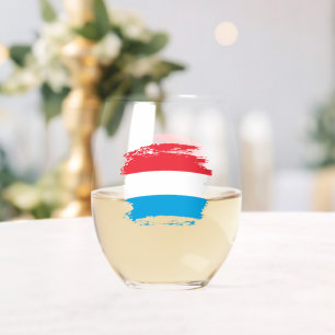 Luxembourg flag stemless wine glass