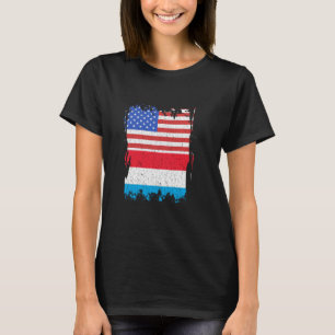 Luxembourg Flag USA Luxembourgish Pride America Le T-Shirt