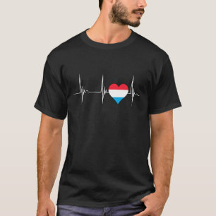Luxembourg Heartbeat EKG Pulse Luxembourgish Flag T-Shirt