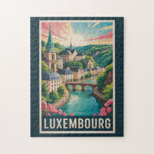 Luxembourg Landscape Illustration Travel Art Retro Jigsaw Puzzle