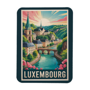 Luxembourg Landscape Illustration Travel Art Retro Magnet