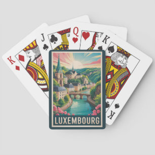Luxembourg Landscape Illustration Travel Art Retro Playing Cards