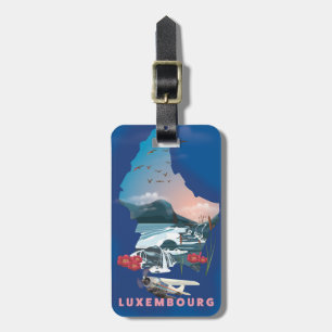 Luxembourg Map illustrated travel poster. Luggage Tag