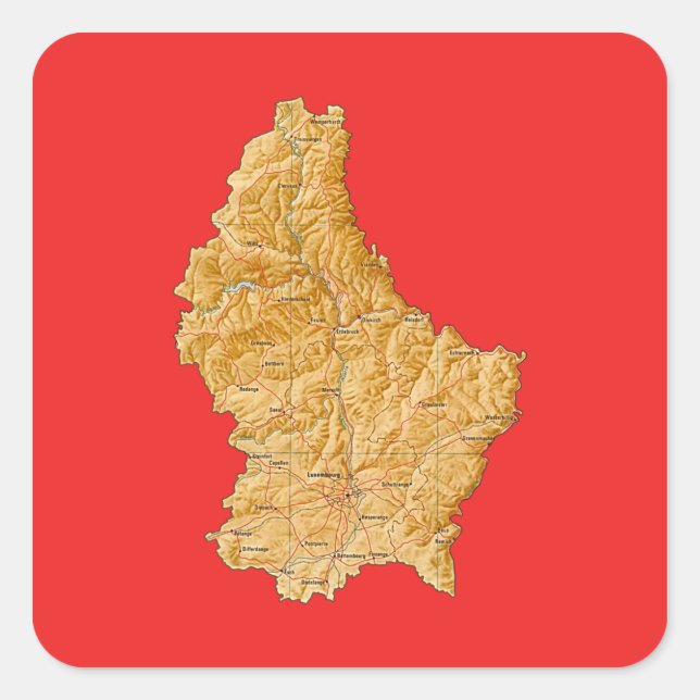 Luxembourg Map Sticker (Front)
