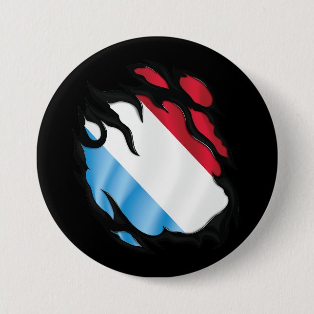 Luxembourg Ripped Flag 7.5 Cm Round Badge (Front)