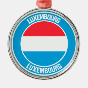 Luxembourg Round Emblem Metal Tree Decoration