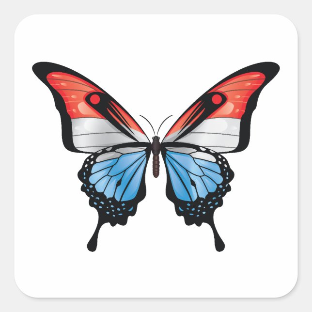 Luxembourg Swallowtail Butterfly Flag Square Sticker (Front)