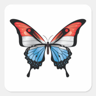 Luxembourg Swallowtail Butterfly Flag Square Sticker