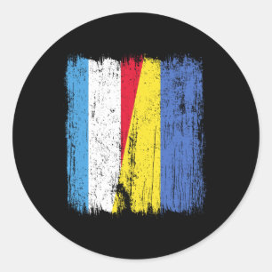 Luxembourg Ukraine Half Flag Luxembourgish Ukraini Classic Round Sticker