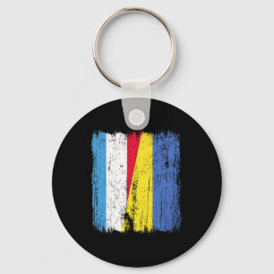 Luxembourg Ukraine Half Flag Luxembourgish Ukraini Key Ring