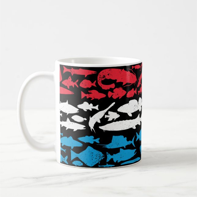 Luxembourgian Flag Made of Fish – Fishing Design Coffee Mug (Left)