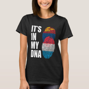 Luxembourgish And Mongolian Mix DNA Heritage Flag T-Shirt