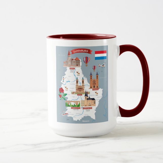 Luxemburg Cartoon Map Mug (Right)
