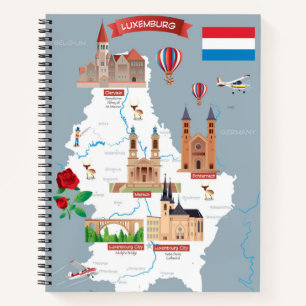 Luxemburg Cartoon Map Notebook