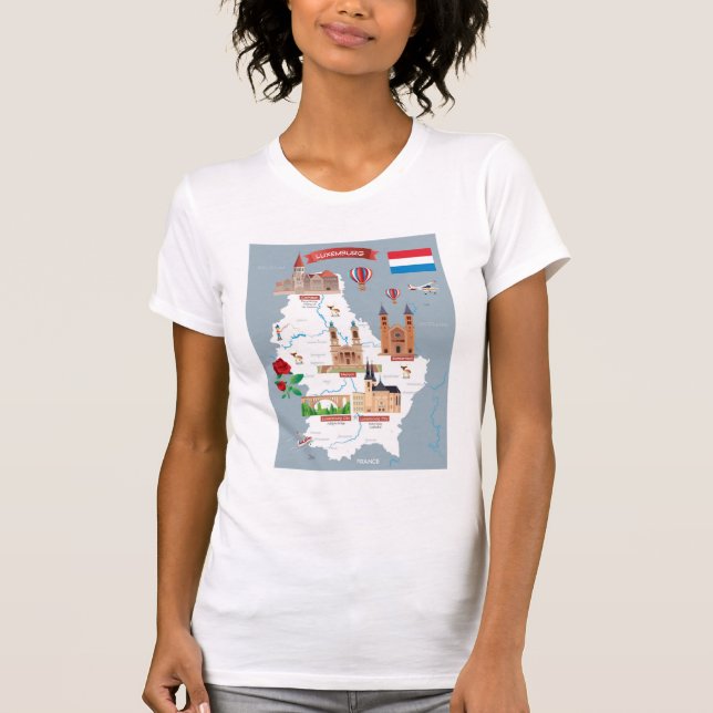Luxemburg Cartoon Map T-Shirt (Front)