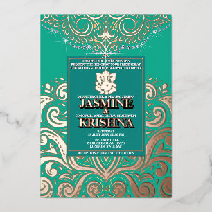 LuxGlitter Peacock PinkGold Ganesha Hindu Wedding