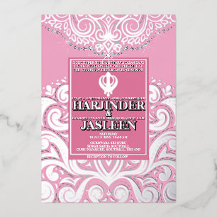 LuxGlitter Pink Silver Sikh Anand Karaj Wedding