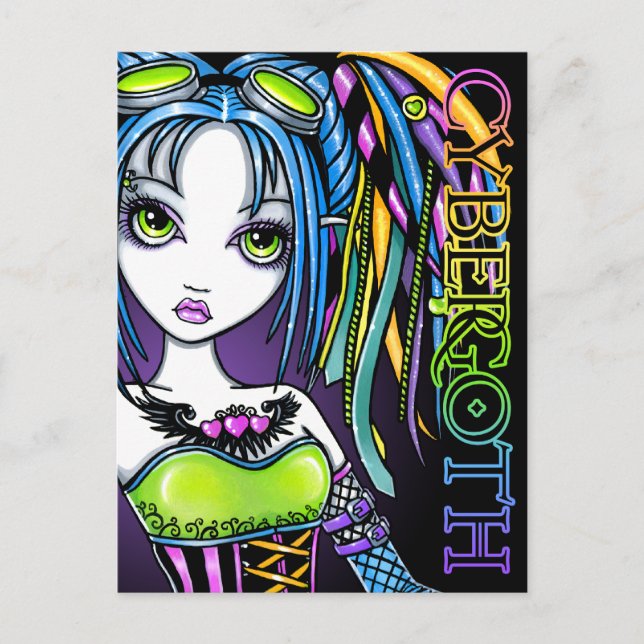 Luxie Rainbow Cyber Goth Fairy Postcard (Front)