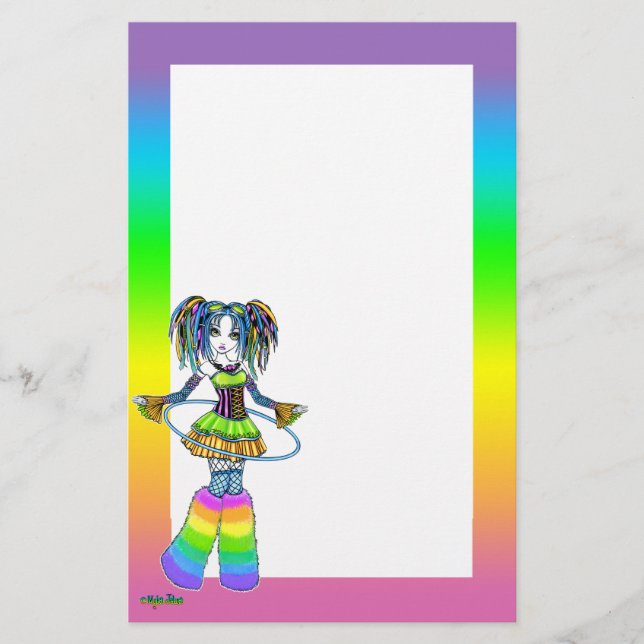 "Luxie" Rainbow Cyber Goth Fairy Stationery (Front)